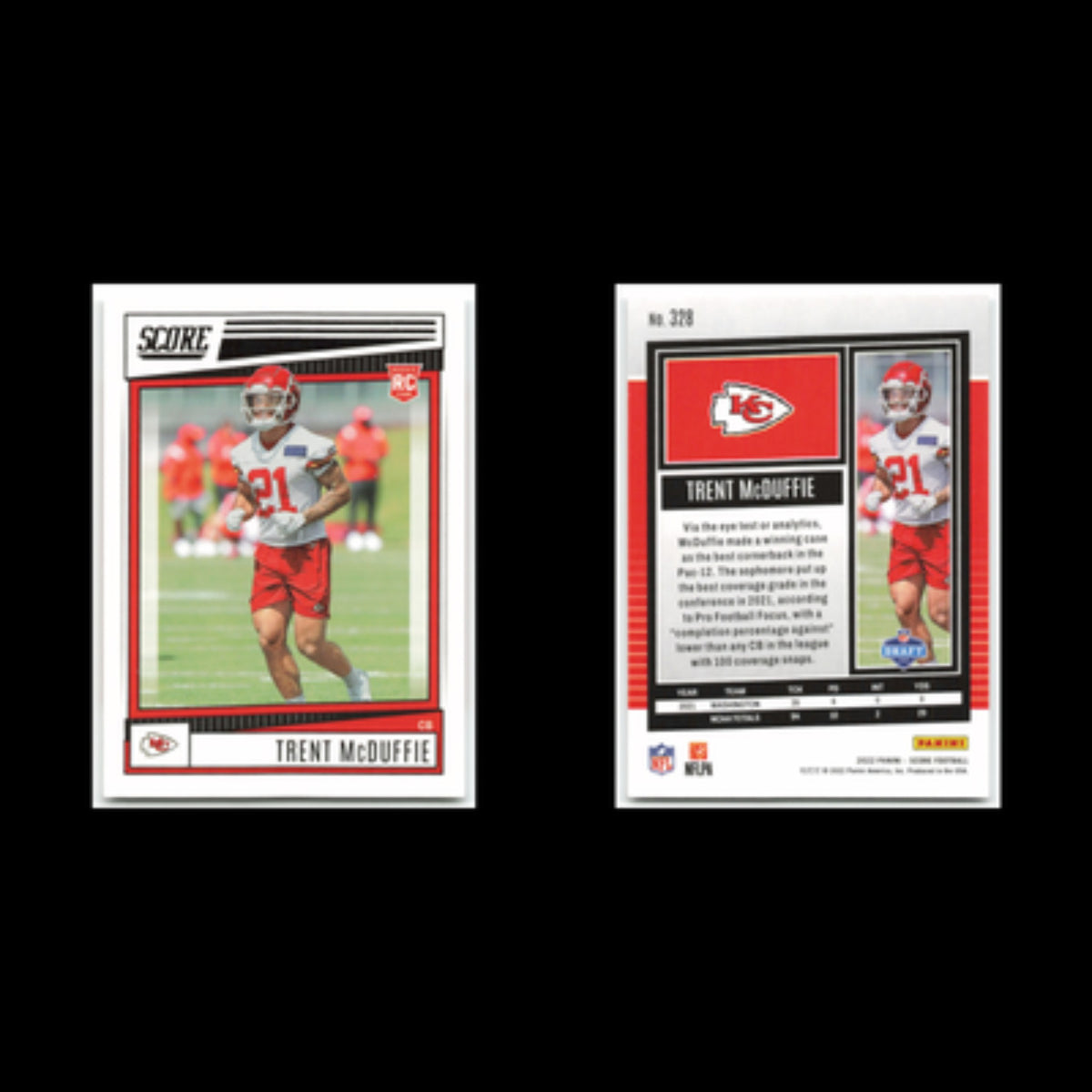 Trent McDuffie #328 2022 Score Kansas City Chiefs Football Card NFL NM