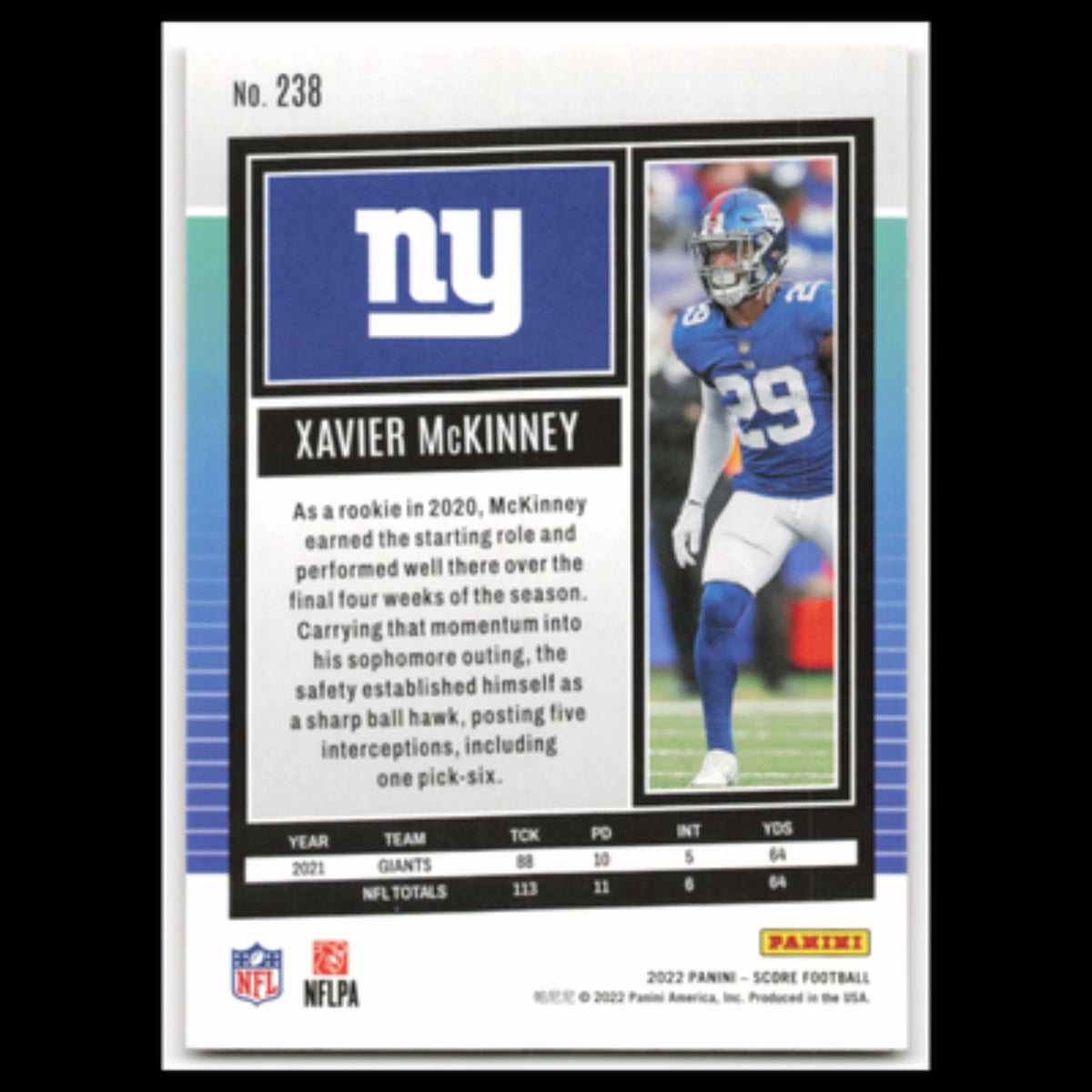 Xavier McKinney #238 2022 Score Red New York Giants Football Card NFL NM