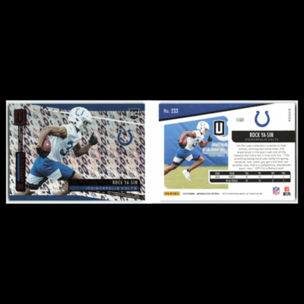 Rock Ya-Sin Rookie #233 2019 Panini Unparalleled Indianapolis Colts Football NFL