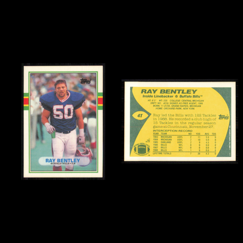 Ray Bentley Rookie #4T 1989 Topps Traded Buffalo Bills Football Card NFL NM