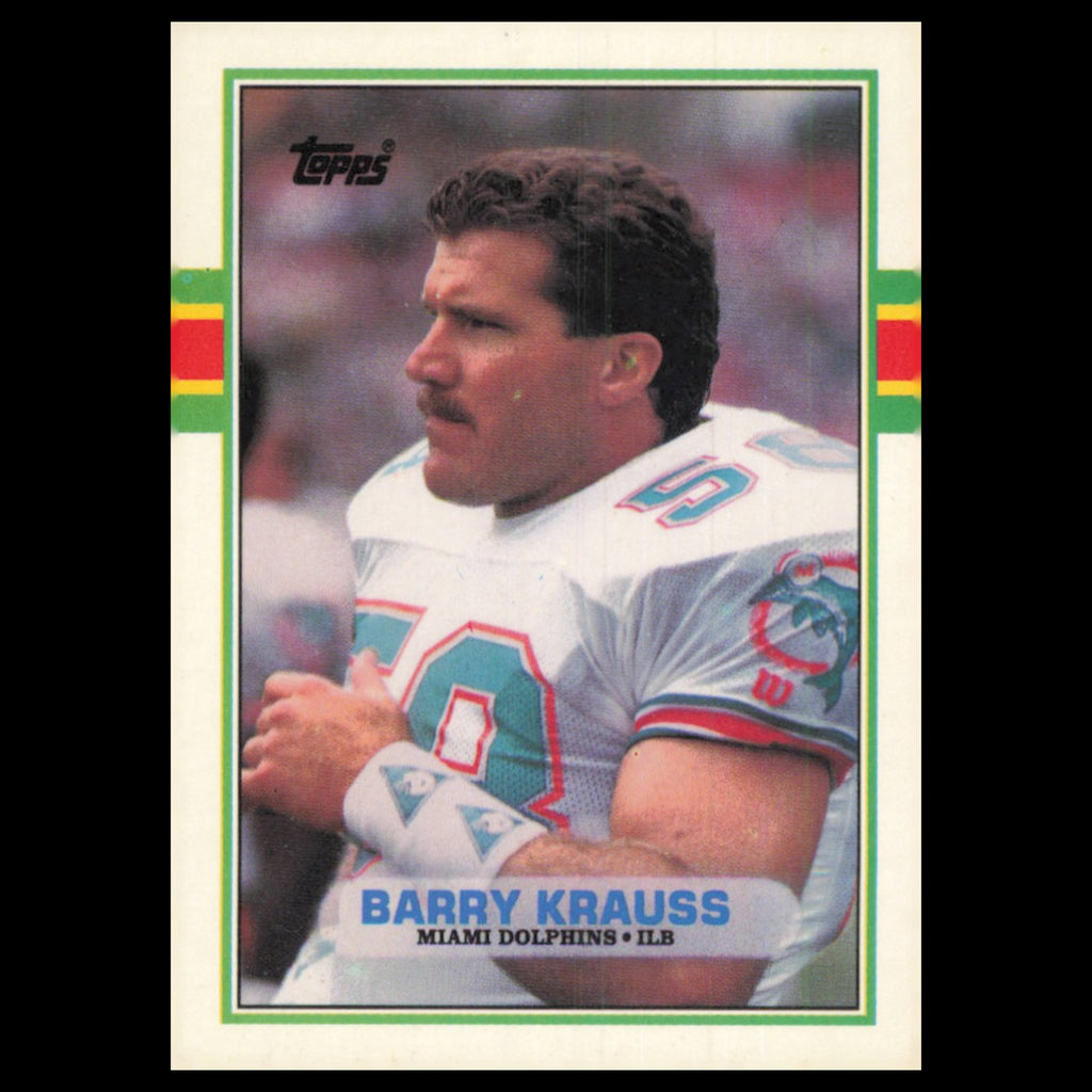 Barry Krauss #63T 1989 Topps Traded Miami Dolphins Football Card NFL NM