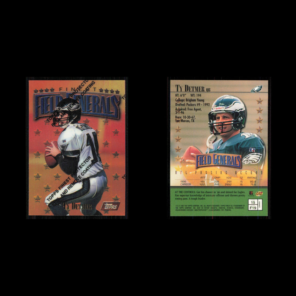 Ty Detmer #15 1997 Topps Finest w Coating Philadelphia Eagles Football Card NFL