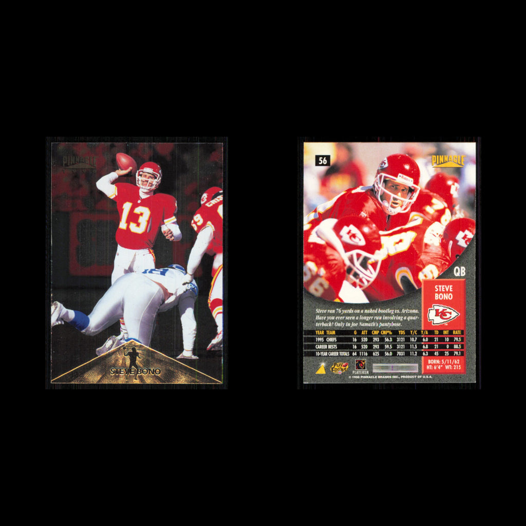 Steve Bono #56 1996 Pinnacle Kansas City Chiefs Football Card NFL NM