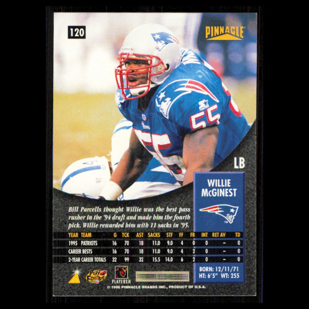Willie McGinest #120 1996 Pinnacle New England Patriots Football Card NFL NM