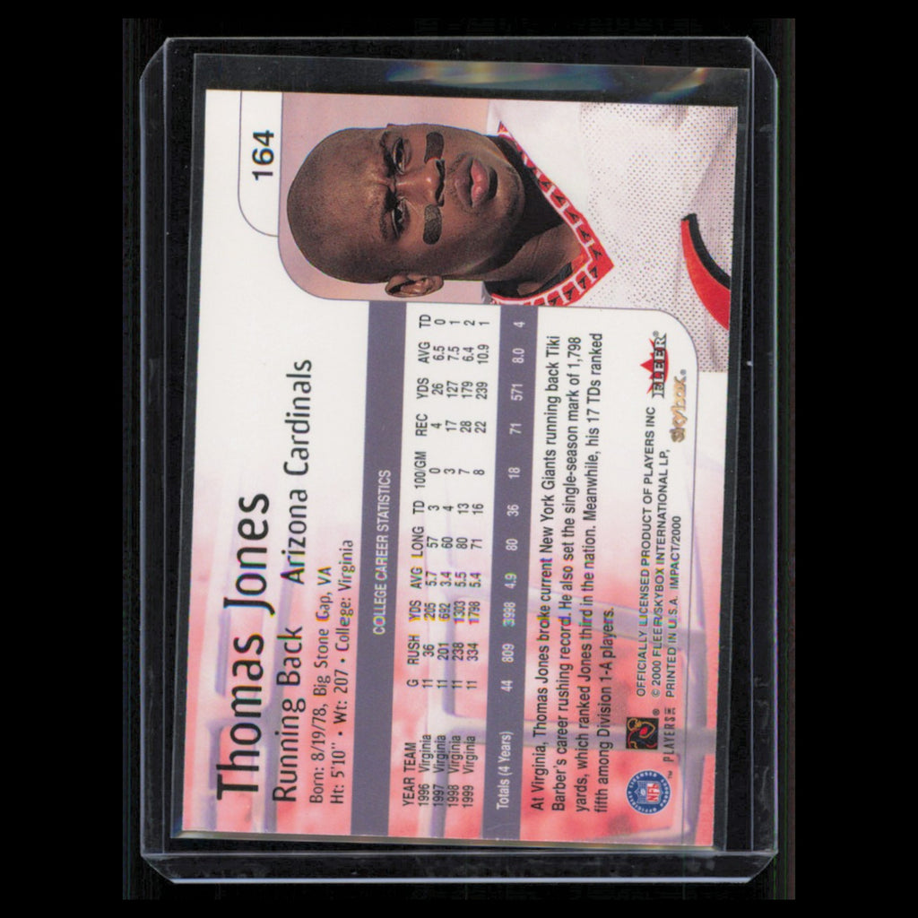 Thomas Jones Rookie #164 2000 Skybox Impact Arizona Cardinals Football Card NFL