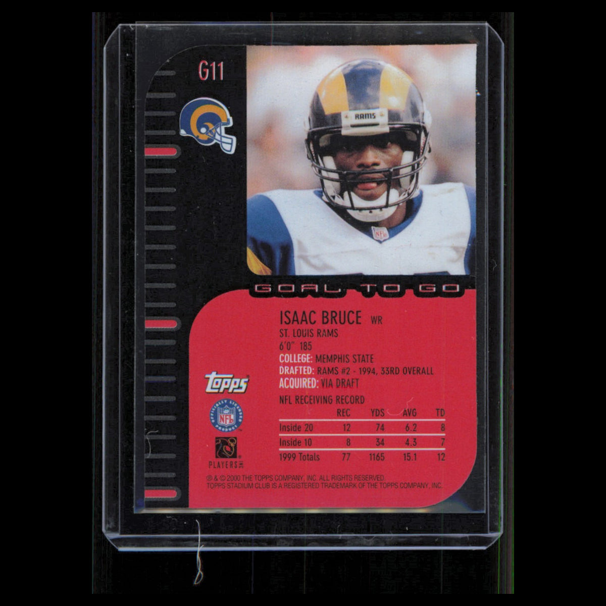 Isaac Bruce #G11 2000 Stadium Club Goal to Go St. Louis Rams Football Card NFL