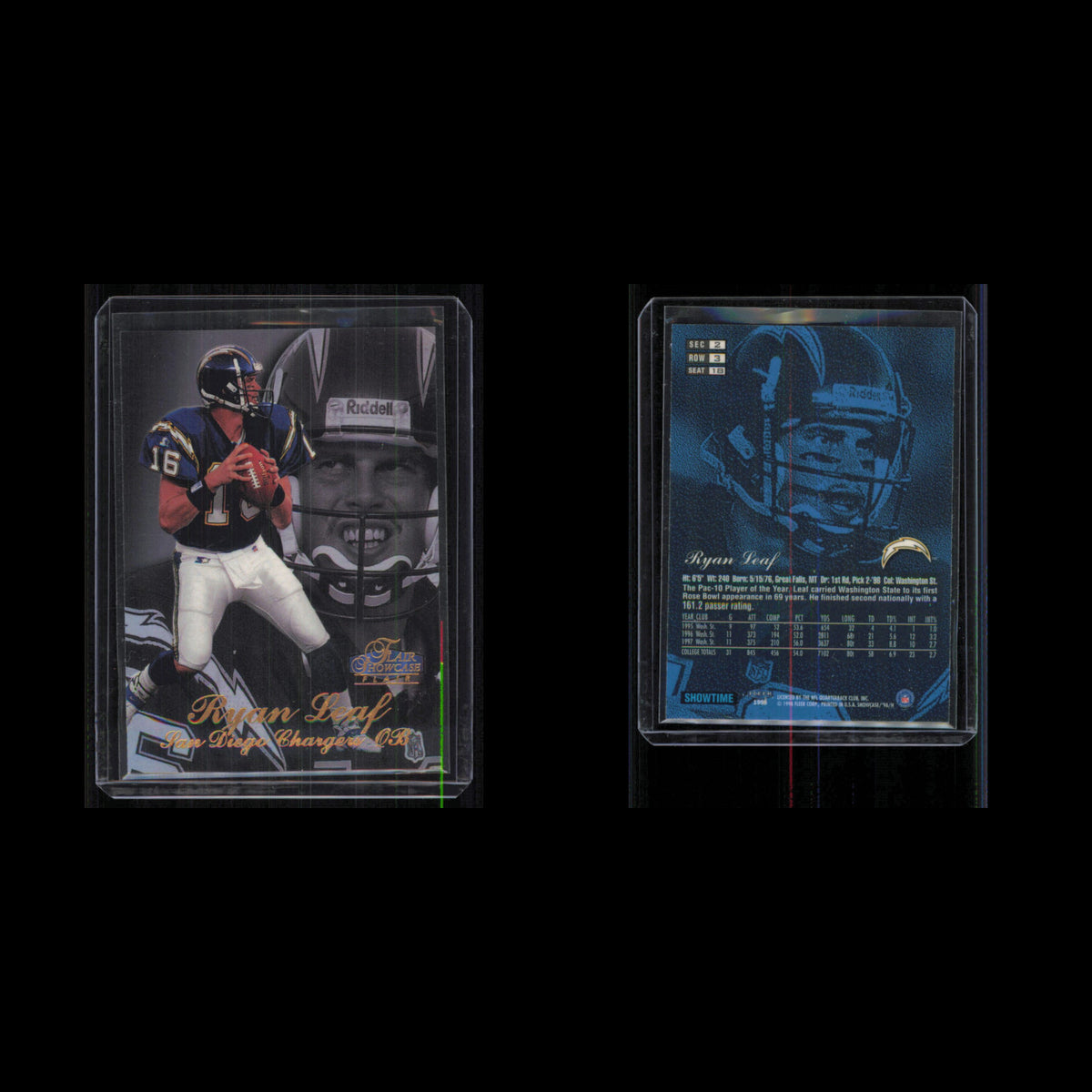 Ryan Leaf Rookie #18 1998 Flair Showcase San Diego Chargers Football Card NFL NM