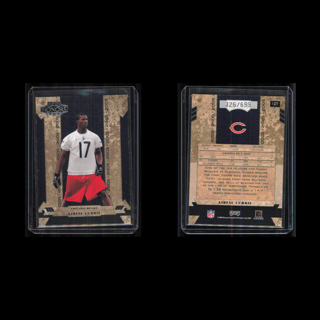 Airese Currie Rookie /699 #127 2005 Playoff Honors Chicago Bears Football Card