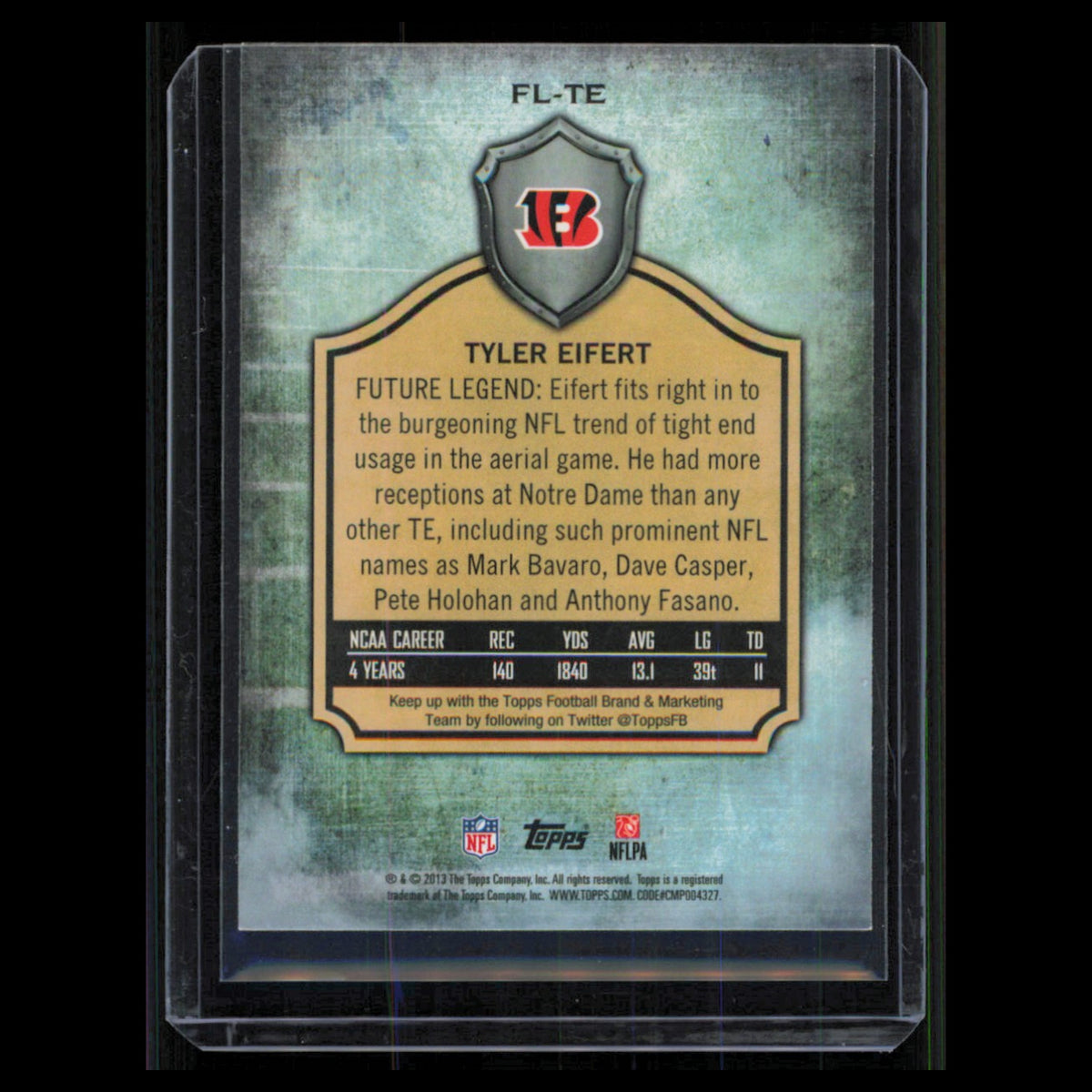 Tyler Eifert Rookie #FL-TE 2013 Topps Cincinnati Bengals Football Card NFL NM