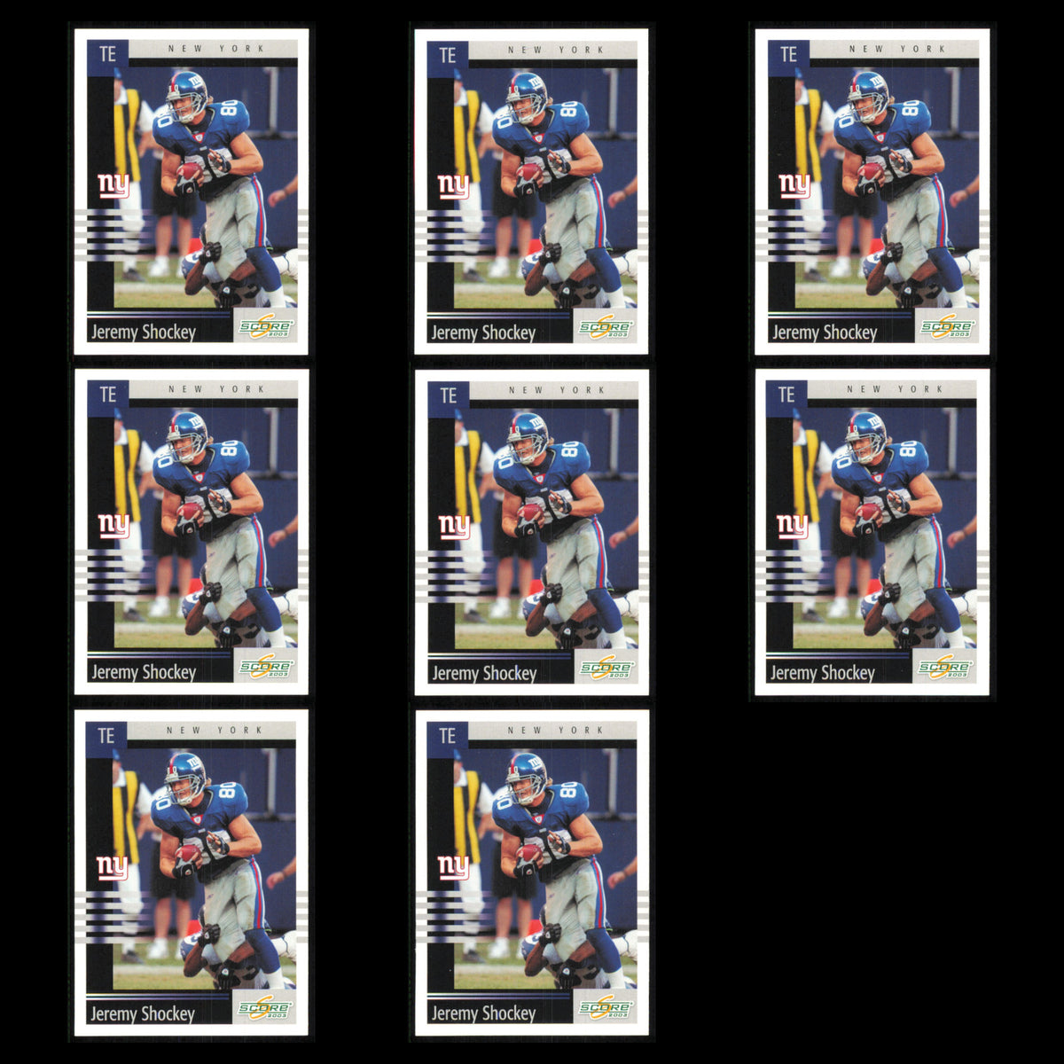 Jeremy Shockey Lot 8 Football Cards 2003 Score New York Giants Set Collection NM