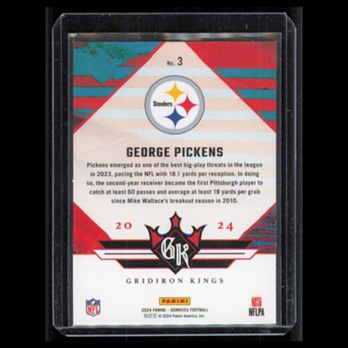 George Pickens #3 2024 Donruss Elite Pittsburgh Steelers Football Card NFL NM