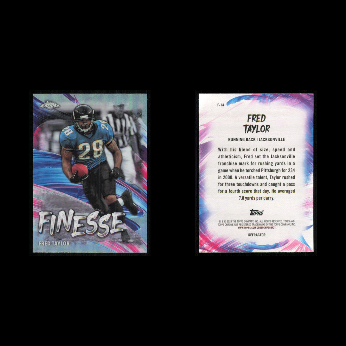 Fred Taylor #F-14 2024 Topps Chrome Finesse Jacksonville Jaguars Football Card
