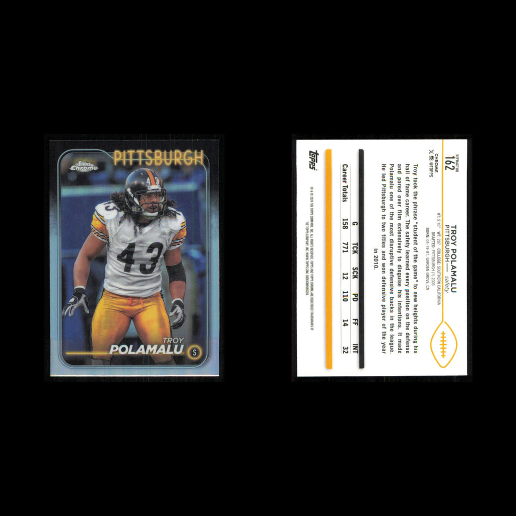 Troy Polamalu #162 2024 Topps Chrome Pittsburgh Steelers Football Card NFL NM