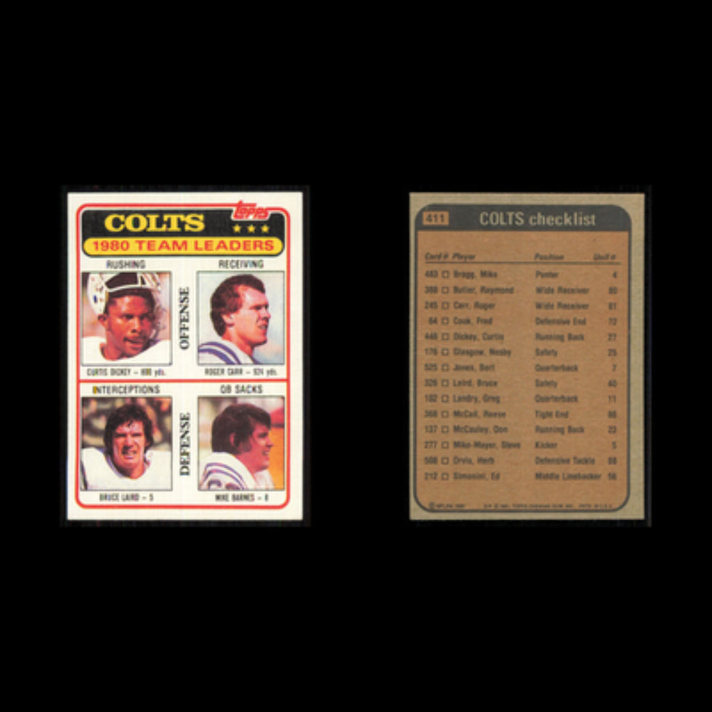 Curtis Dickey/Roger Carr/Bruce Laird/Mike Barnes #411 1981 Topps Baltimore Colts