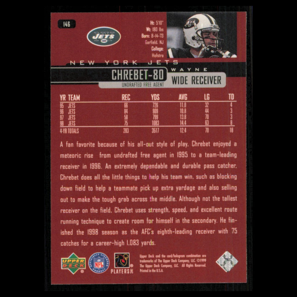 Wayne Chrebet #146 1999 Upper Deck New York Jets Football Card NFL NM