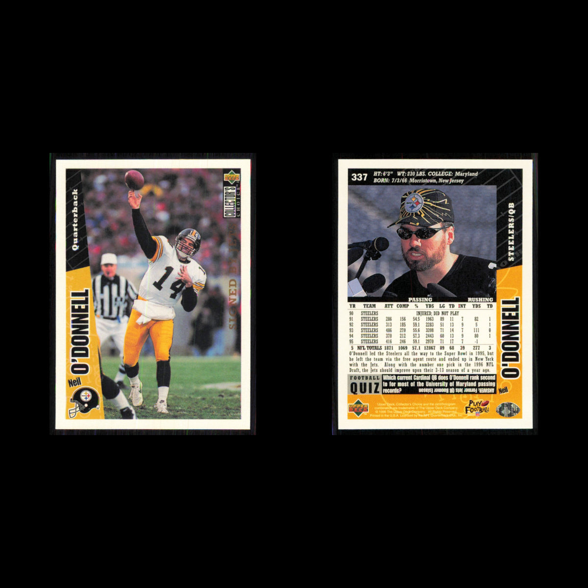Neil ODonnell #337 1996 Collectors Choice New York Jets Football Card NFL NM