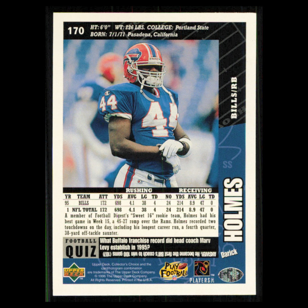 Darick Holmes #170 1996 Collectors Choice Buffalo Bills Football Card NFL NM