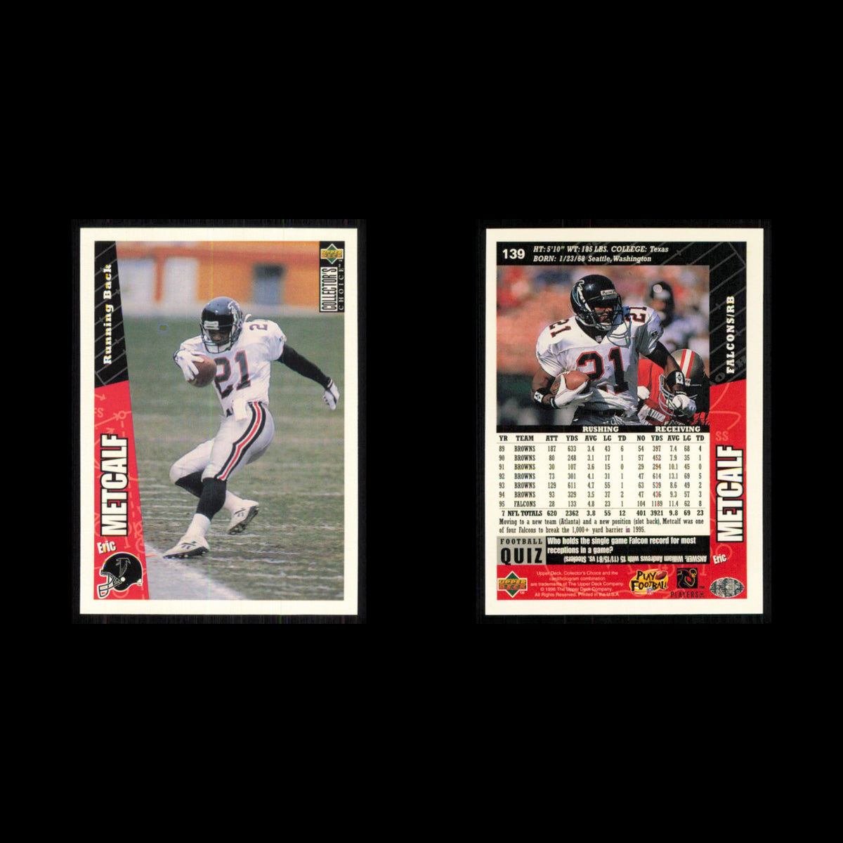Eric Metcalf #139 1996 Collectors Choice Atlanta Falcons Football Card NFL NM