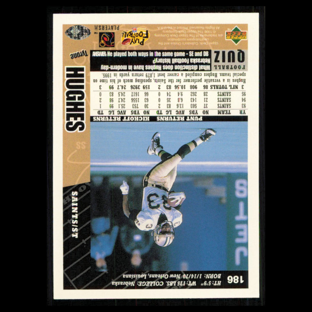Tyrone Hughes #186 1996 Collectors Choice New Orleans Saints Football Card NFL