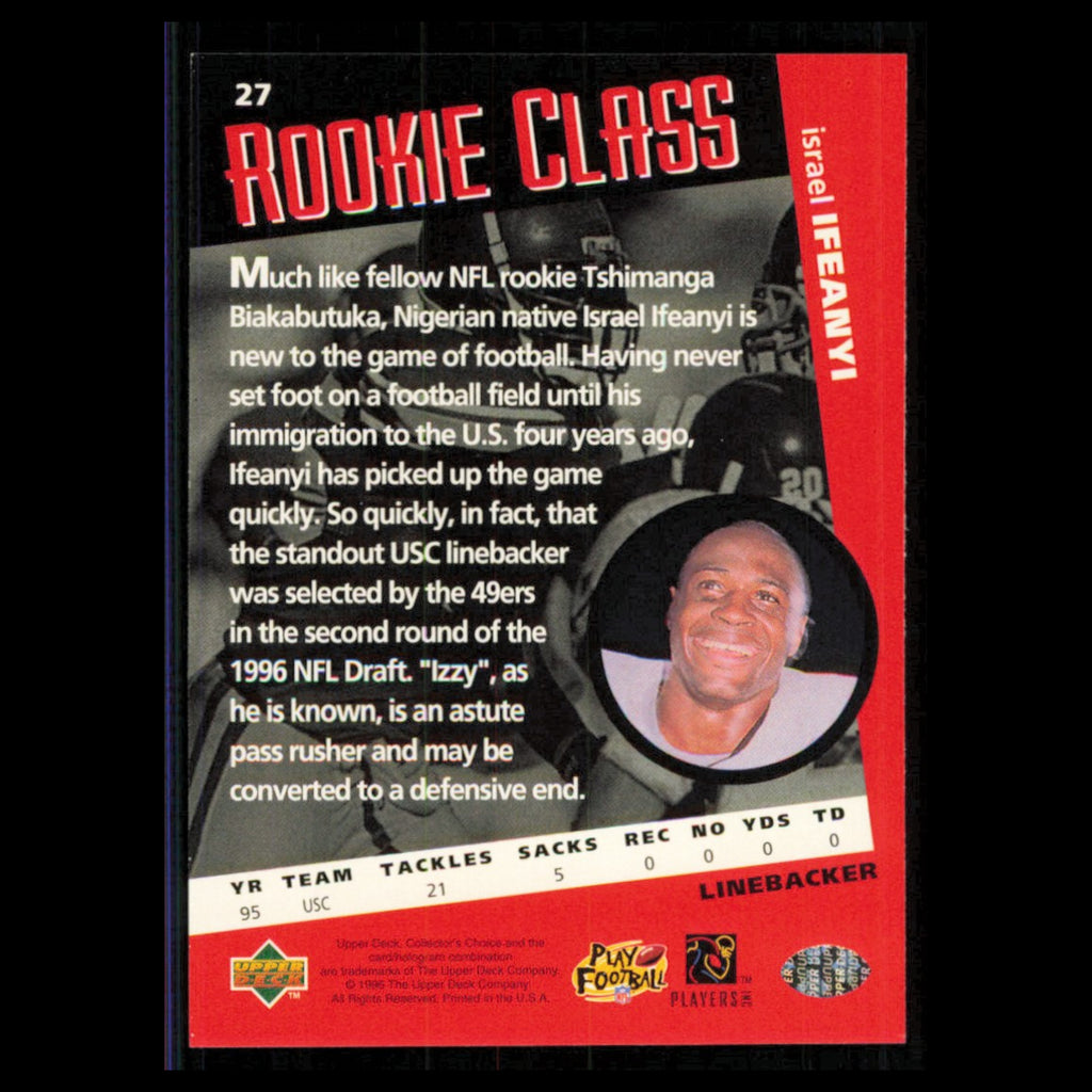 Israel Ifeanyi #27 1996 Collectors Choice San Francisco 49ers Football Card NFL