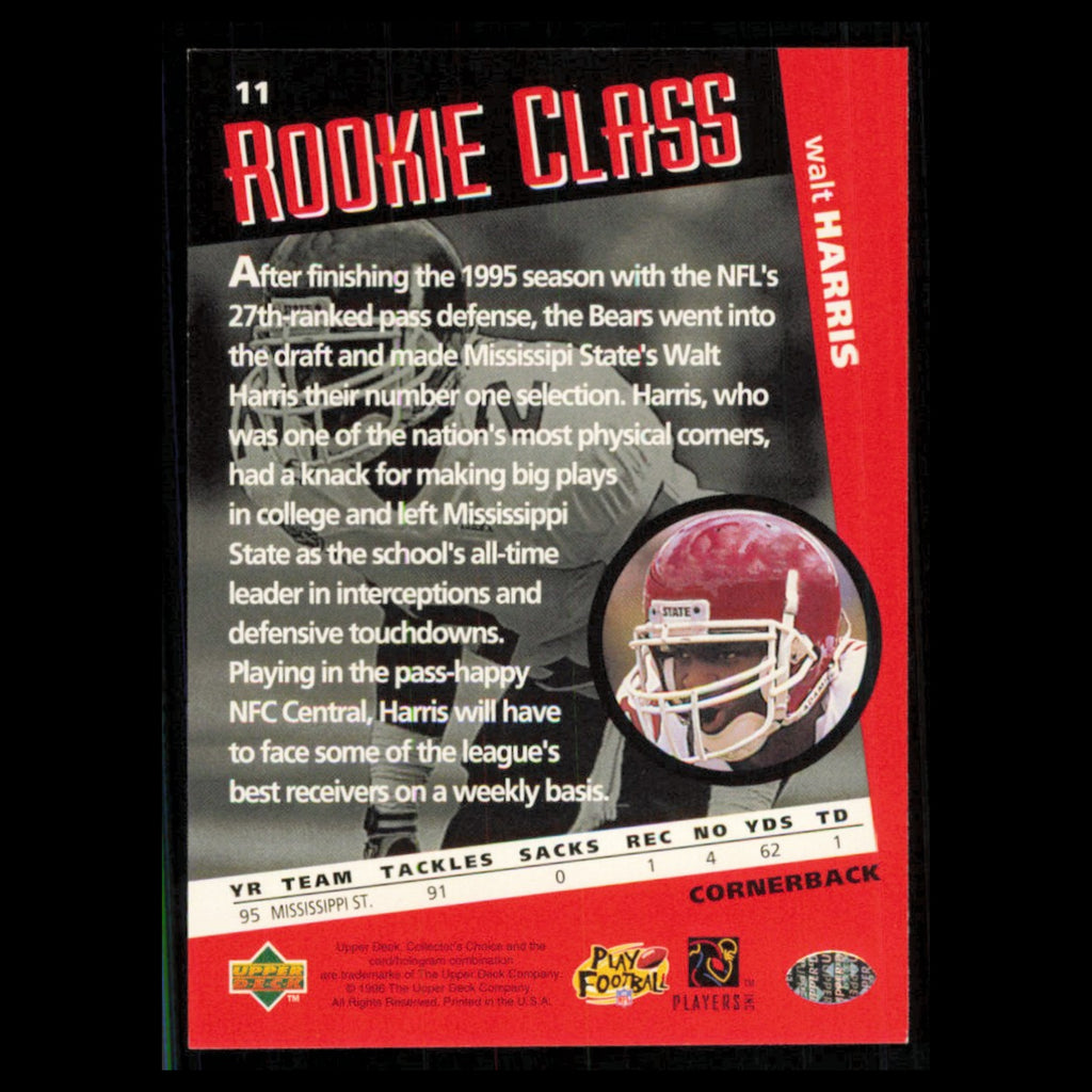 Walt Harris Rookie #11 1996 Collectors Choice Chicago Bears Football Card NFL NM