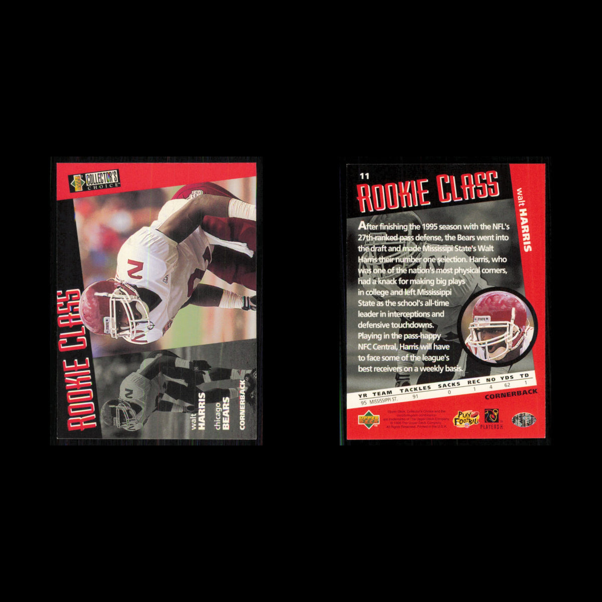 Walt Harris Rookie #11 1996 Collectors Choice Chicago Bears Football Card NFL NM
