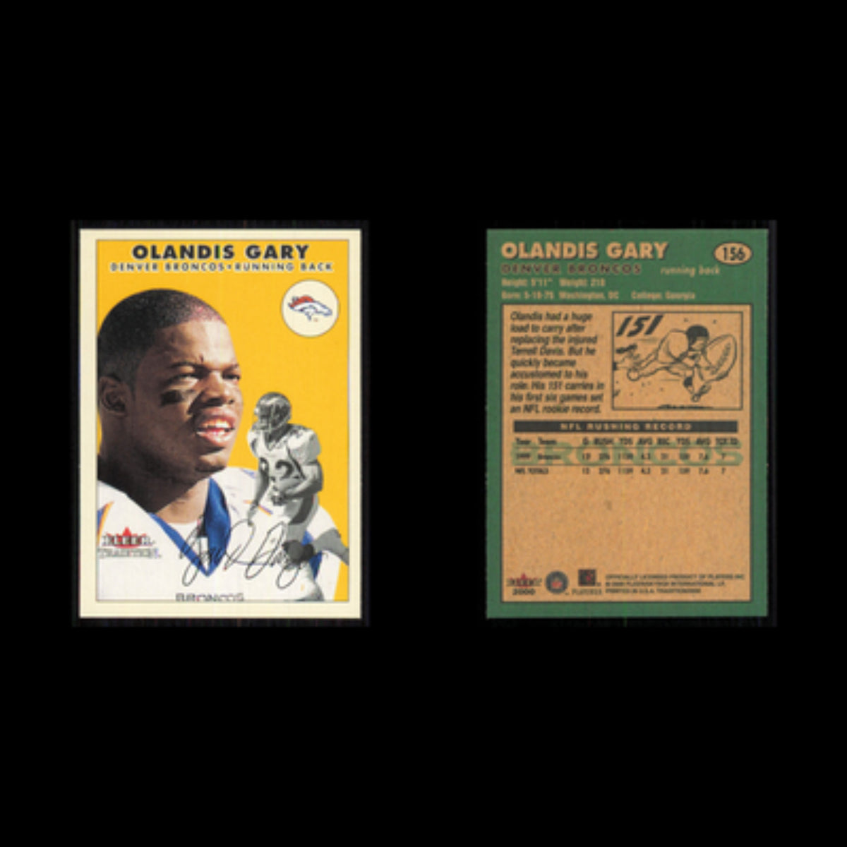 Olandis Gary #156 2000 Fleer Tradition Denver Broncos Football Card NFL NM