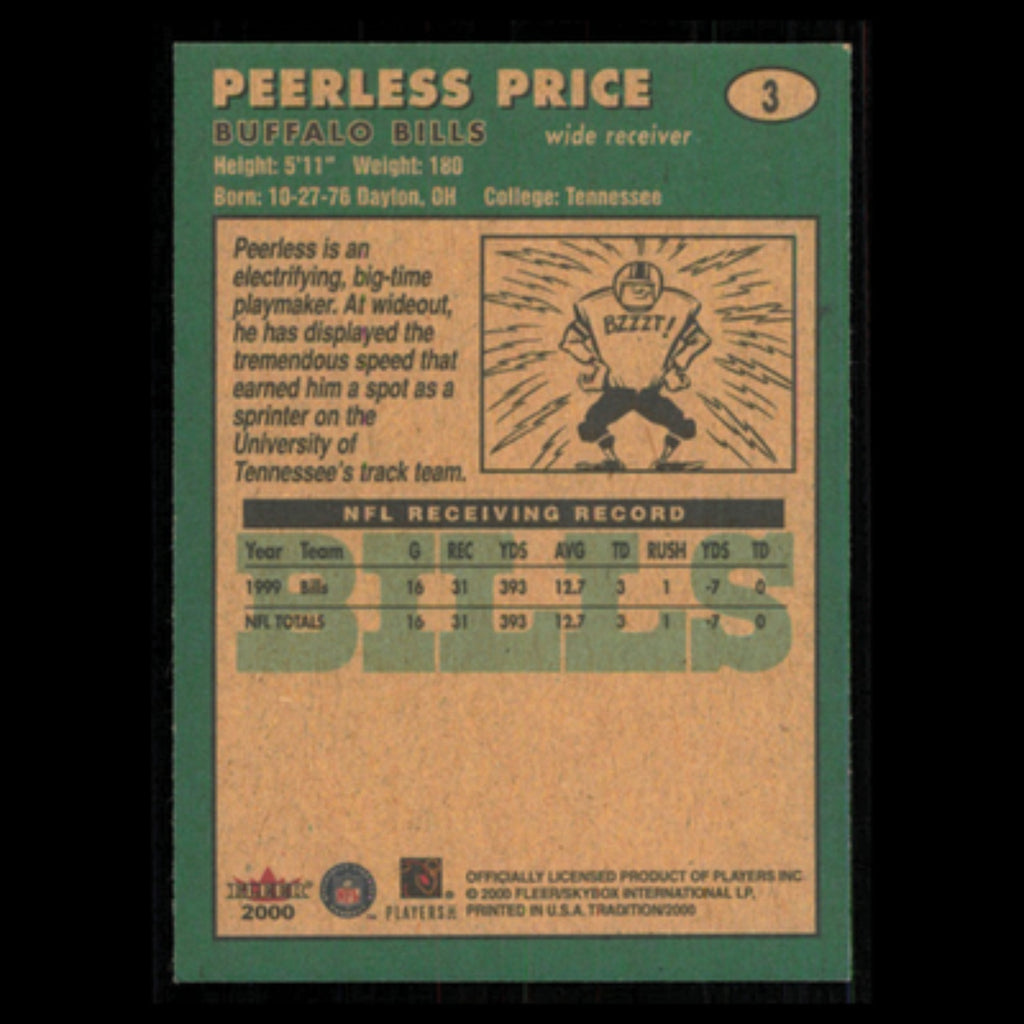 Peerless Price #3 2000 Fleer Tradition Buffalo Bills Football Card NFL NM