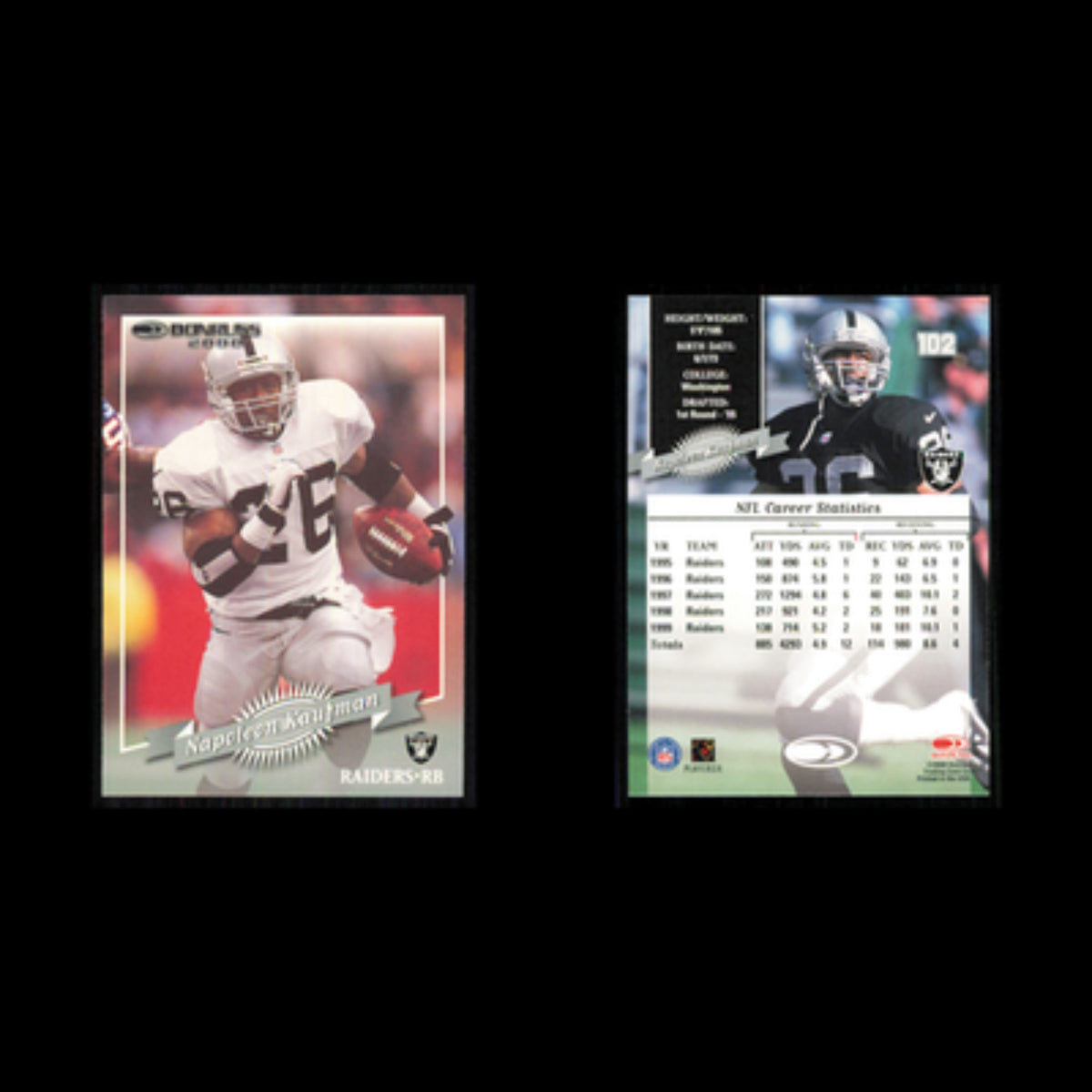 Napoleon Kaufman #102 2000 Donruss Oakland Raiders Football Card NFL NM