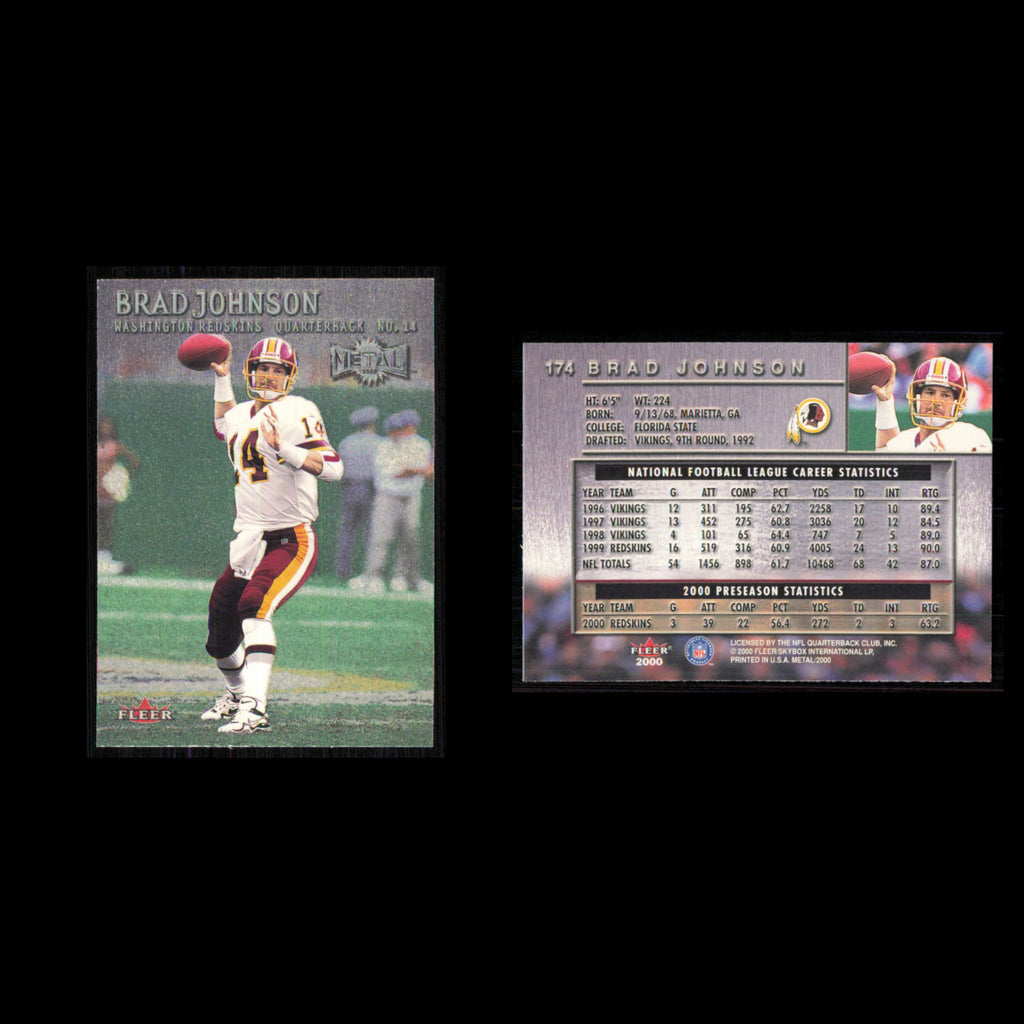 Brad Johnson #174 2000 Fleer Metal Washington Redskins Football Card NFL NM