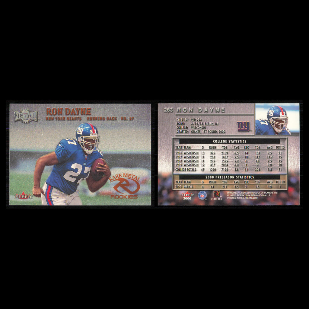Ron Dayne Rookie #263 2000 Fleer Metal New York Giants Football Card NFL NM