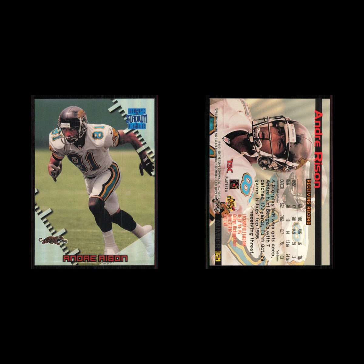 Andre Rison #321 1996 Topps Stadium Club Jacksonville Jaguars Football Card NFL