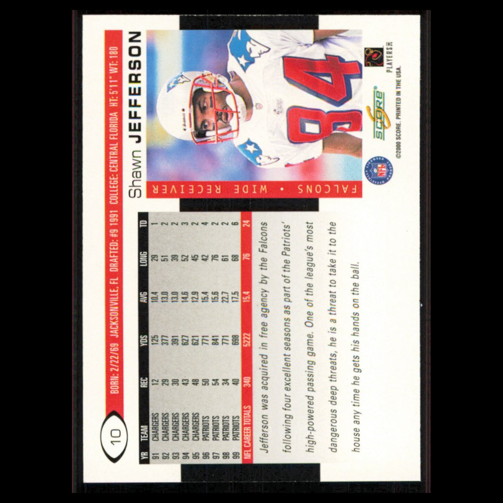 Shawn Jefferson #10 2000 Score Atlanta Falcons Football Card NFL NM