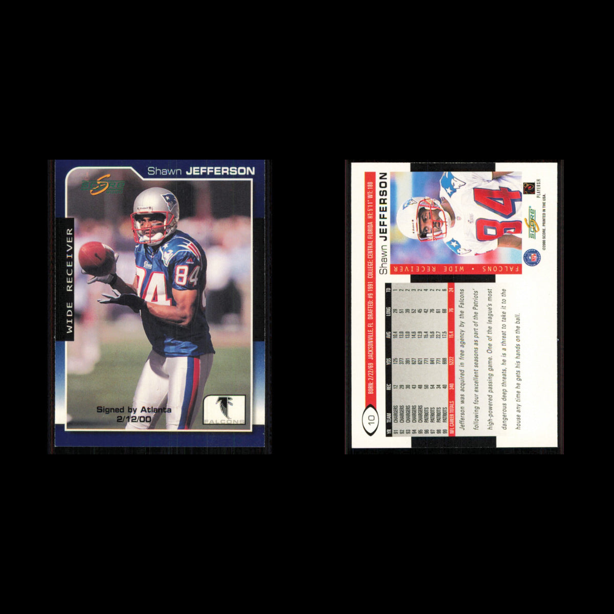 Shawn Jefferson #10 2000 Score Atlanta Falcons Football Card NFL NM