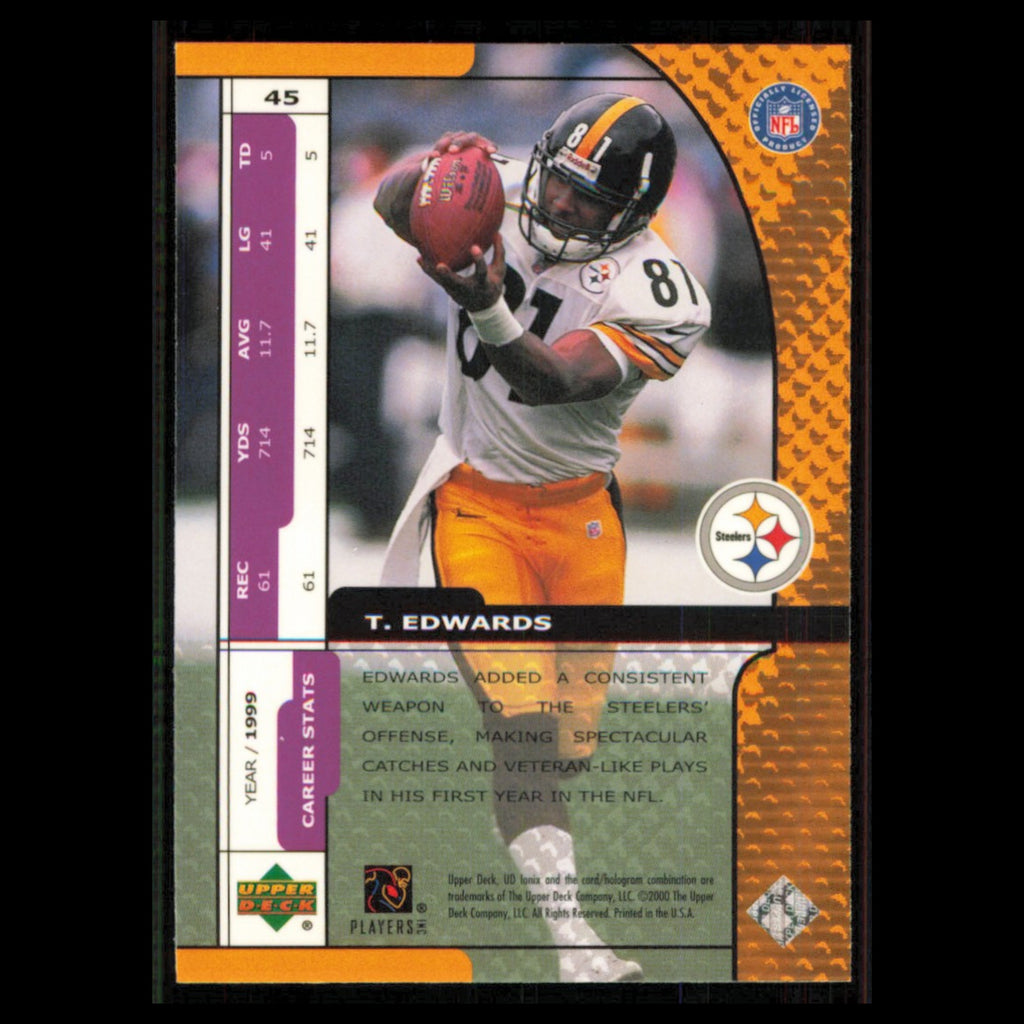 Troy Edwards #45 2000 UD Ionix Pittsburgh Steelers Football Card NFL NM