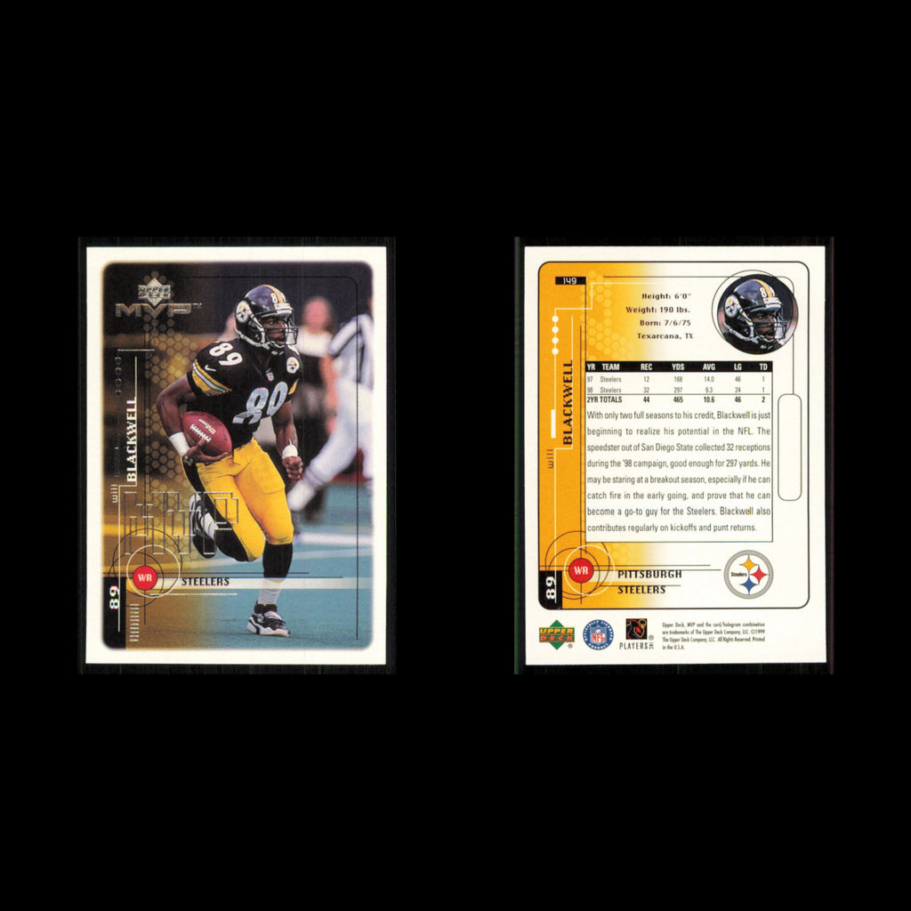 Will Blackwell #149 1999 Upper Deck MVP Pittsburgh Steelers Football Card NFL NM