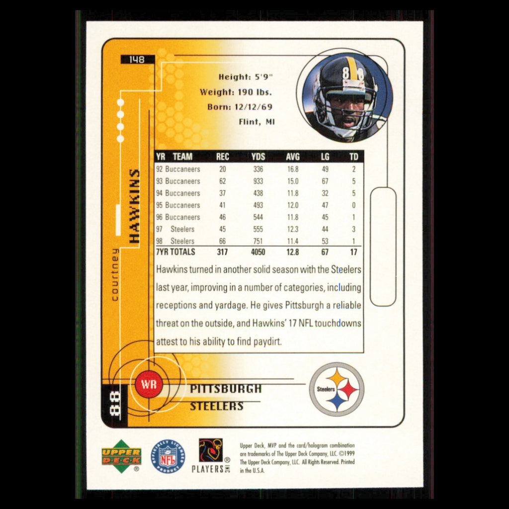 Courtney Hawkins #148 1999 Upper Deck MVP Pittsburgh Steelers Football Card NFL