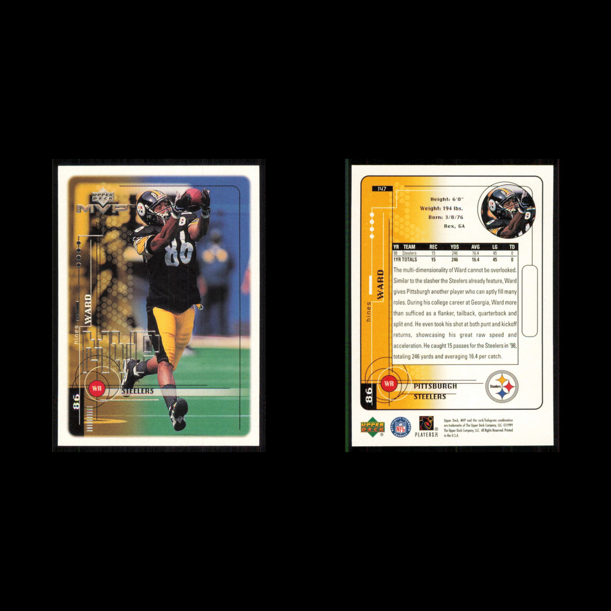 Hines Ward #147 1999 Upper Deck MVP Pittsburgh Steelers Football Card NFL NM