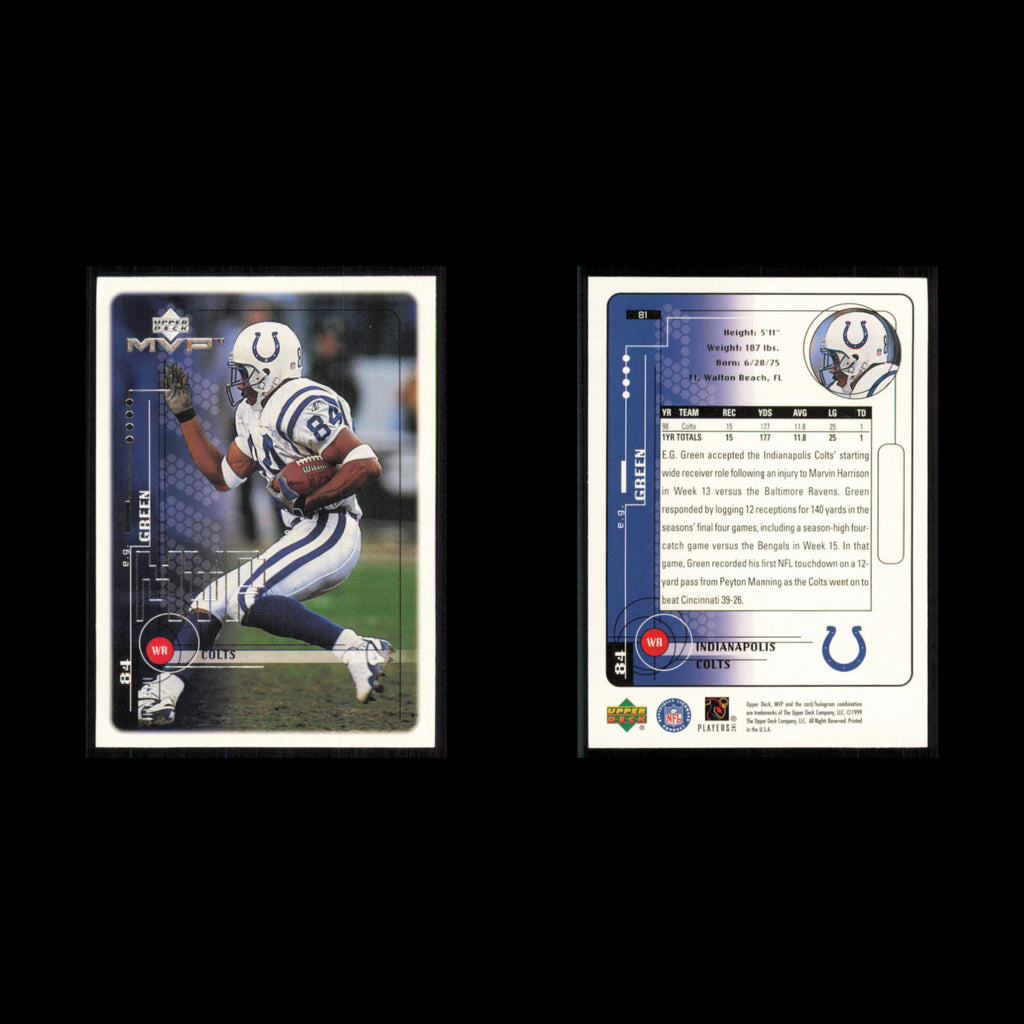 E.G. Green #81 1999 Upper Deck MVP Indianapolis Colts Football Card NFL NM
