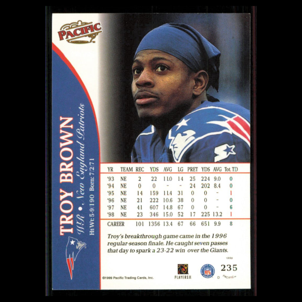 Troy Brown #235 1999 Pacific New England Patriots Football Card NFL NM