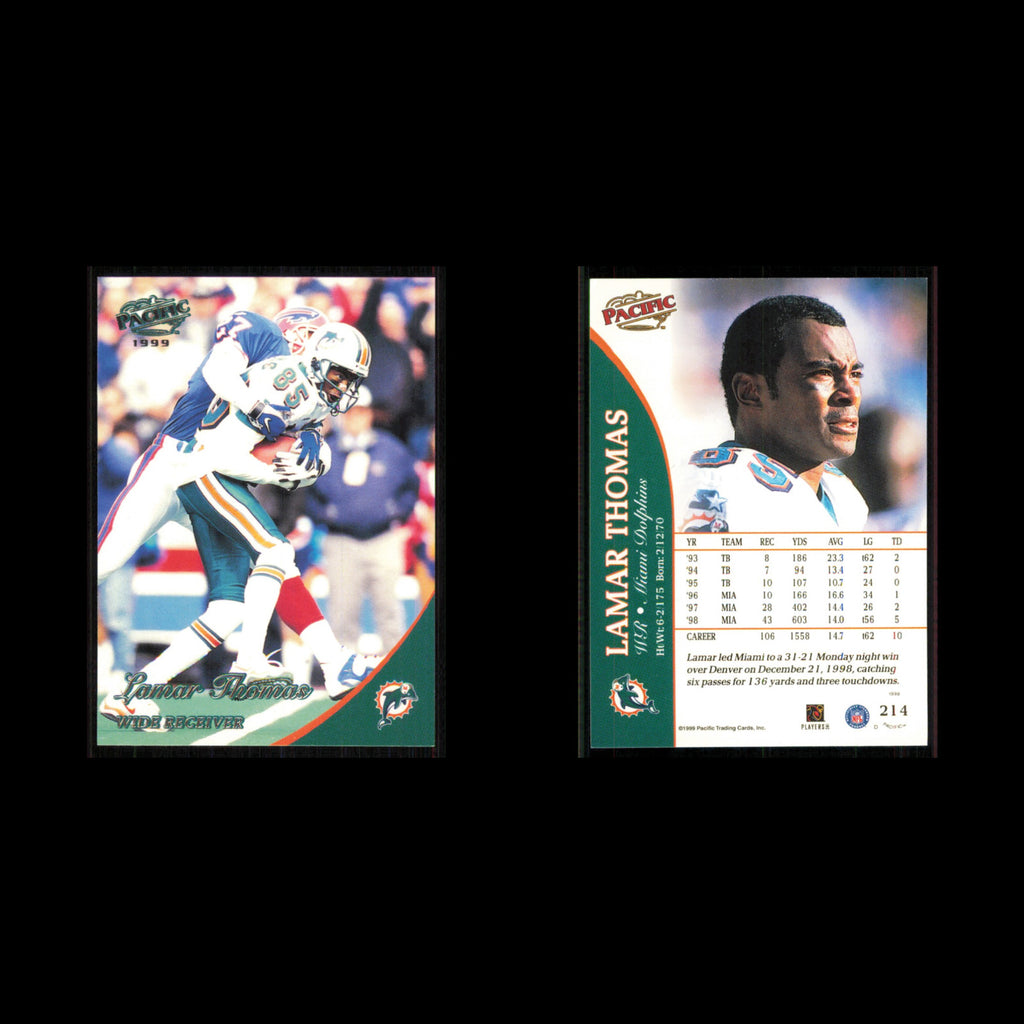 Lamar Thompson #214 1999 Pacific Miami Dolphins Football Card NFL NM
