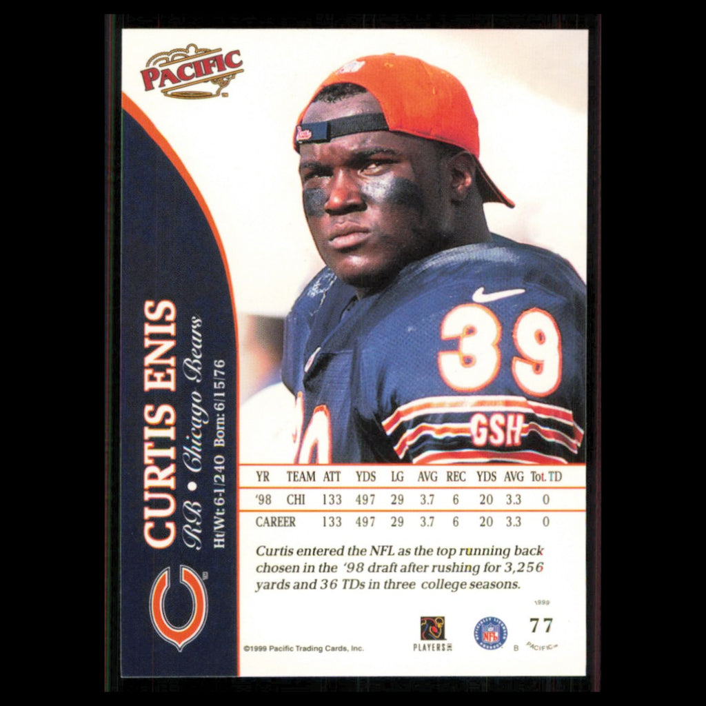 Curtis Enis #77 1999 Pacific Chicago Bears Football Card NFL NM