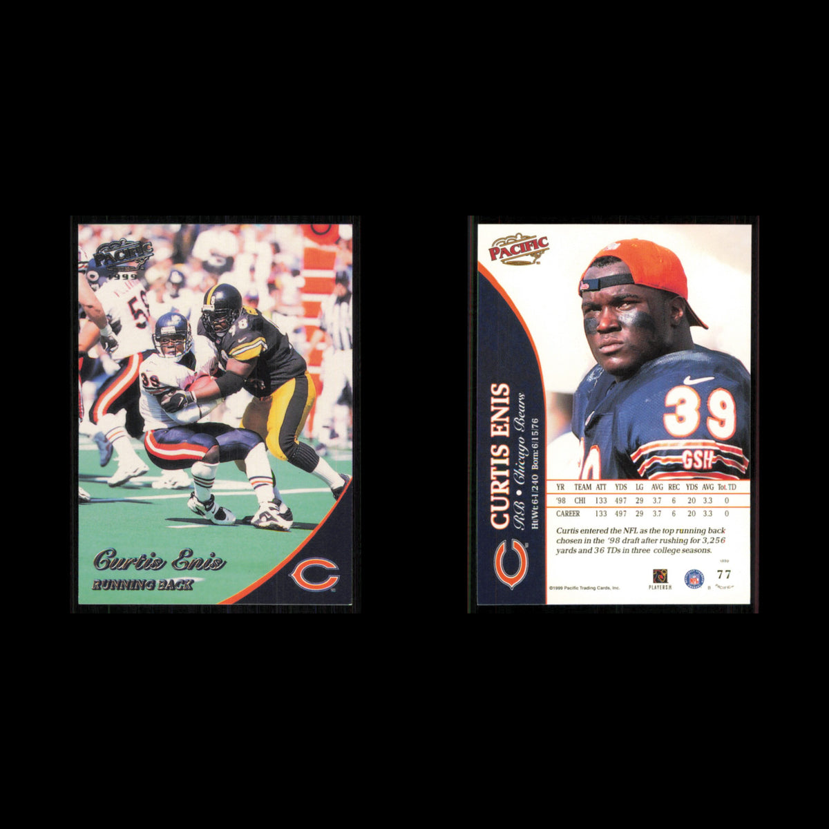 Curtis Enis #77 1999 Pacific Chicago Bears Football Card NFL NM