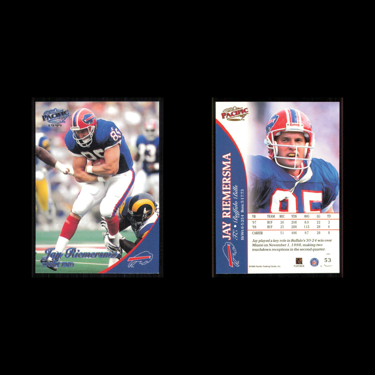 Jay Riemersma #53 1999 Pacific Buffalo Bills Football Card NFL NM