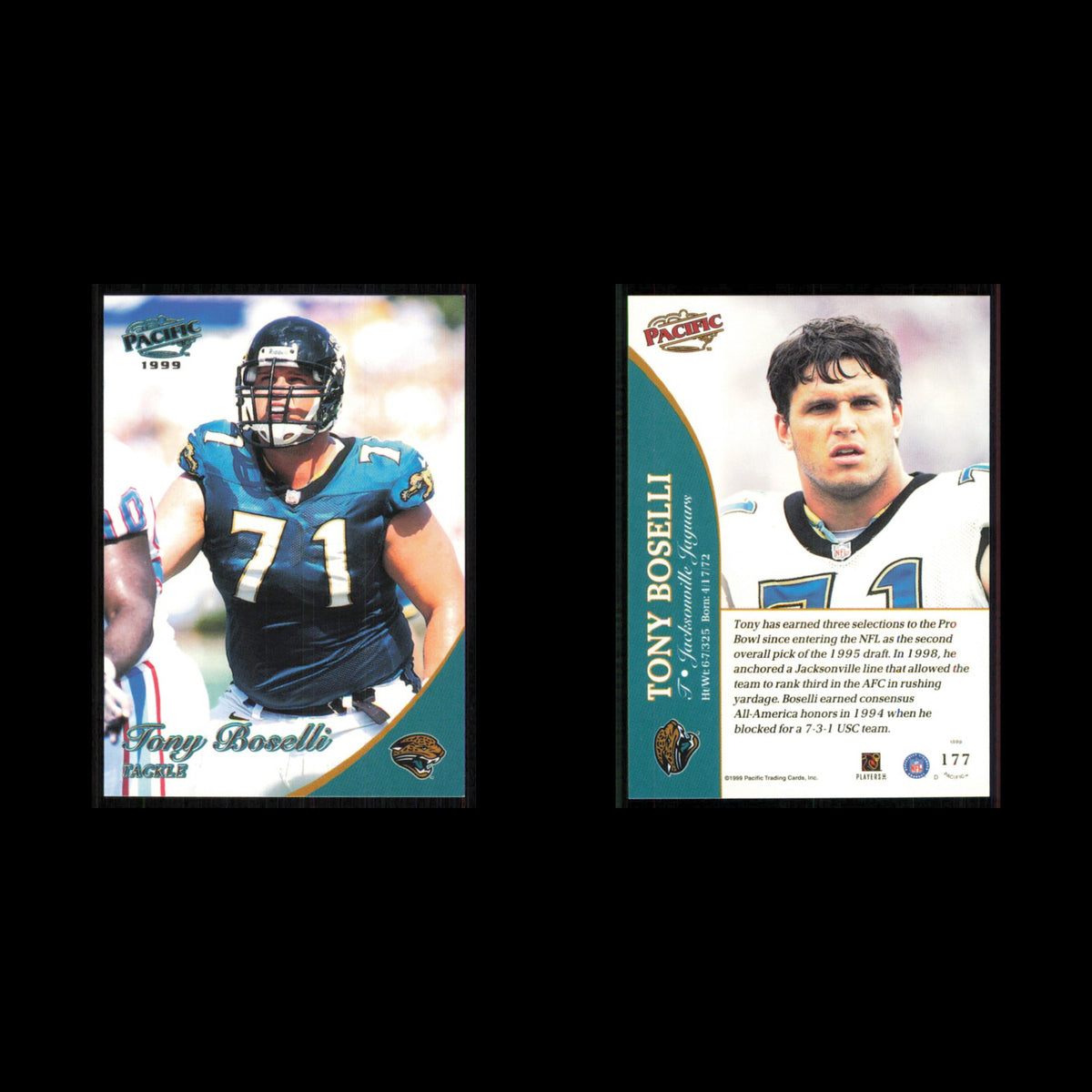 Tony Boselli #177 1999 Pacific Jacksonville Jaguars Football Card NFL NM