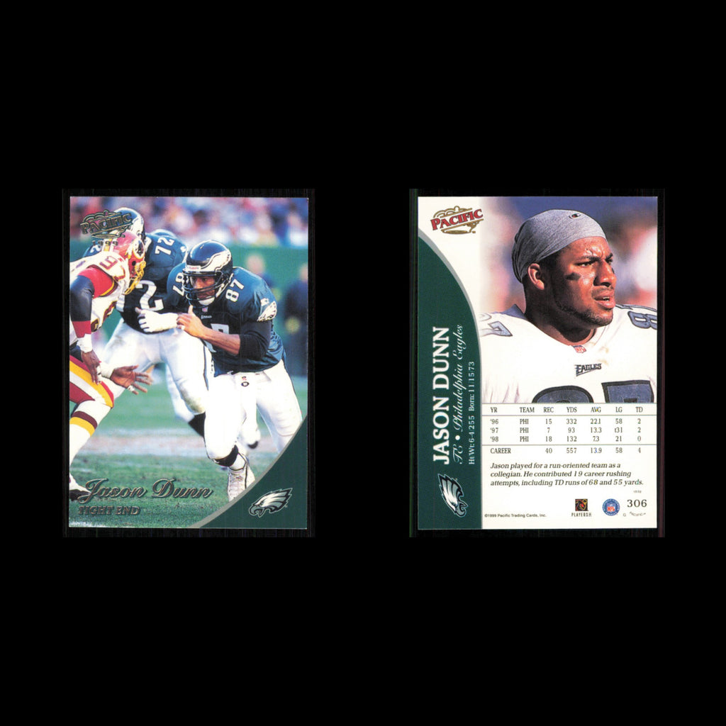 Jason Dunn #306 1999 Pacific Philadelphia Eagles Football Card NFL NM