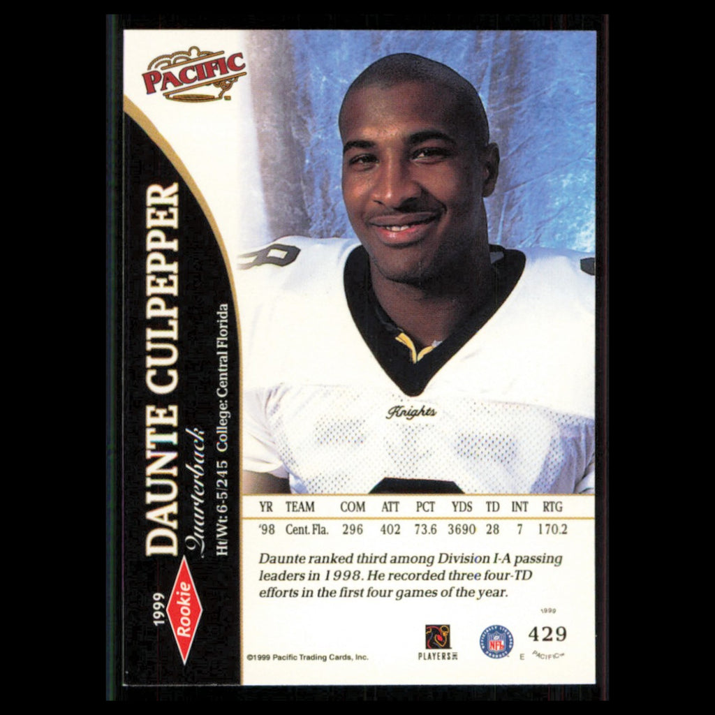 Daunte Culpepper Rookie #429 1999 Pacific Minnesota Vikings Football Card NFL NM
