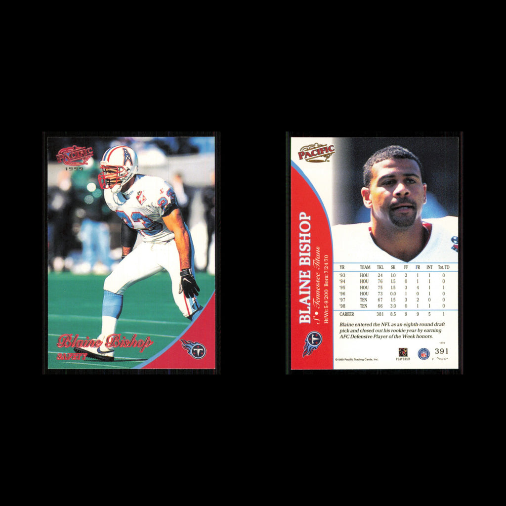 Blaine Bishop #391 1999 Pacific Tennessee Titans Football Card NFL NM