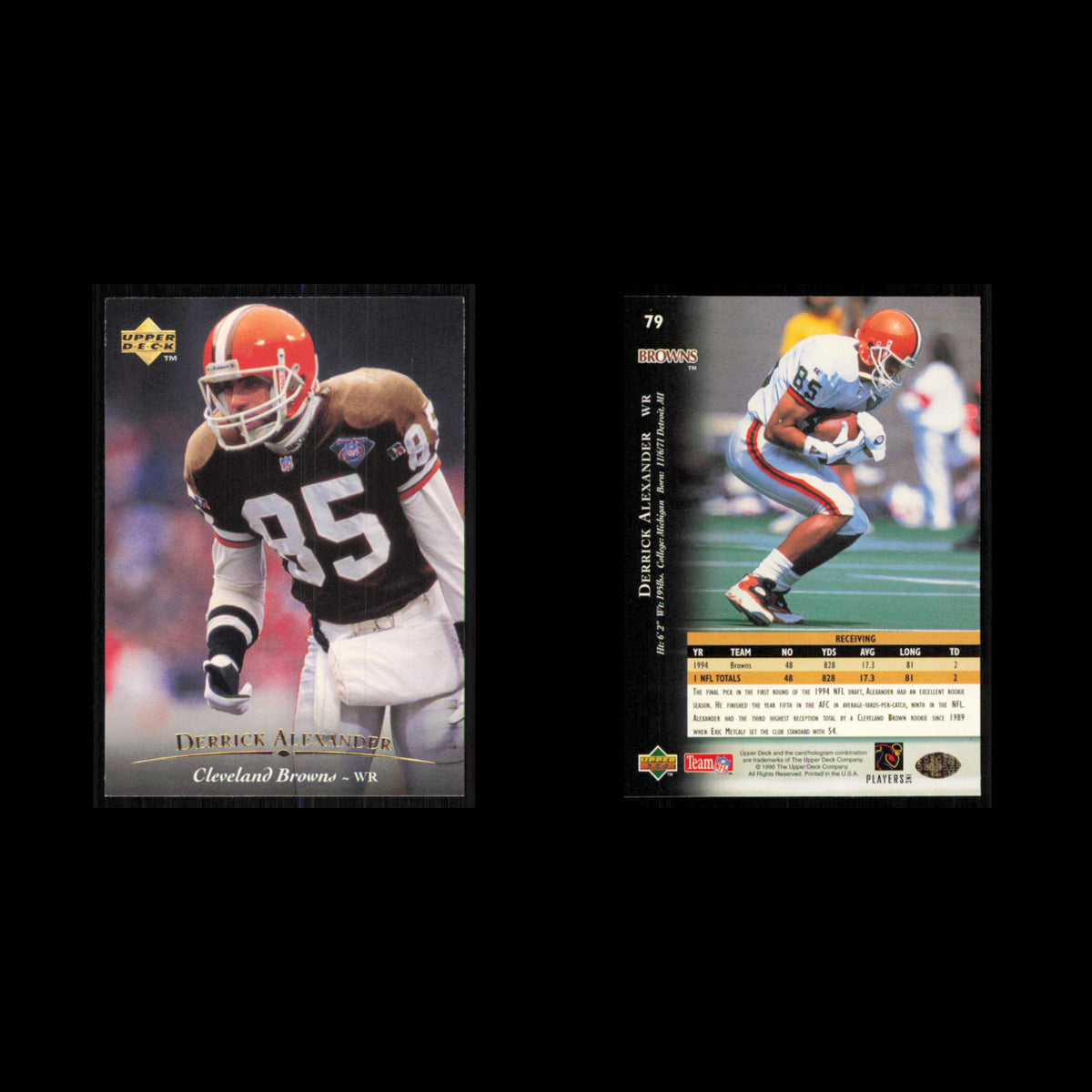 Derrick Alexander #79 1995 Upper Deck Cleveland Browns Football Card NFL NM