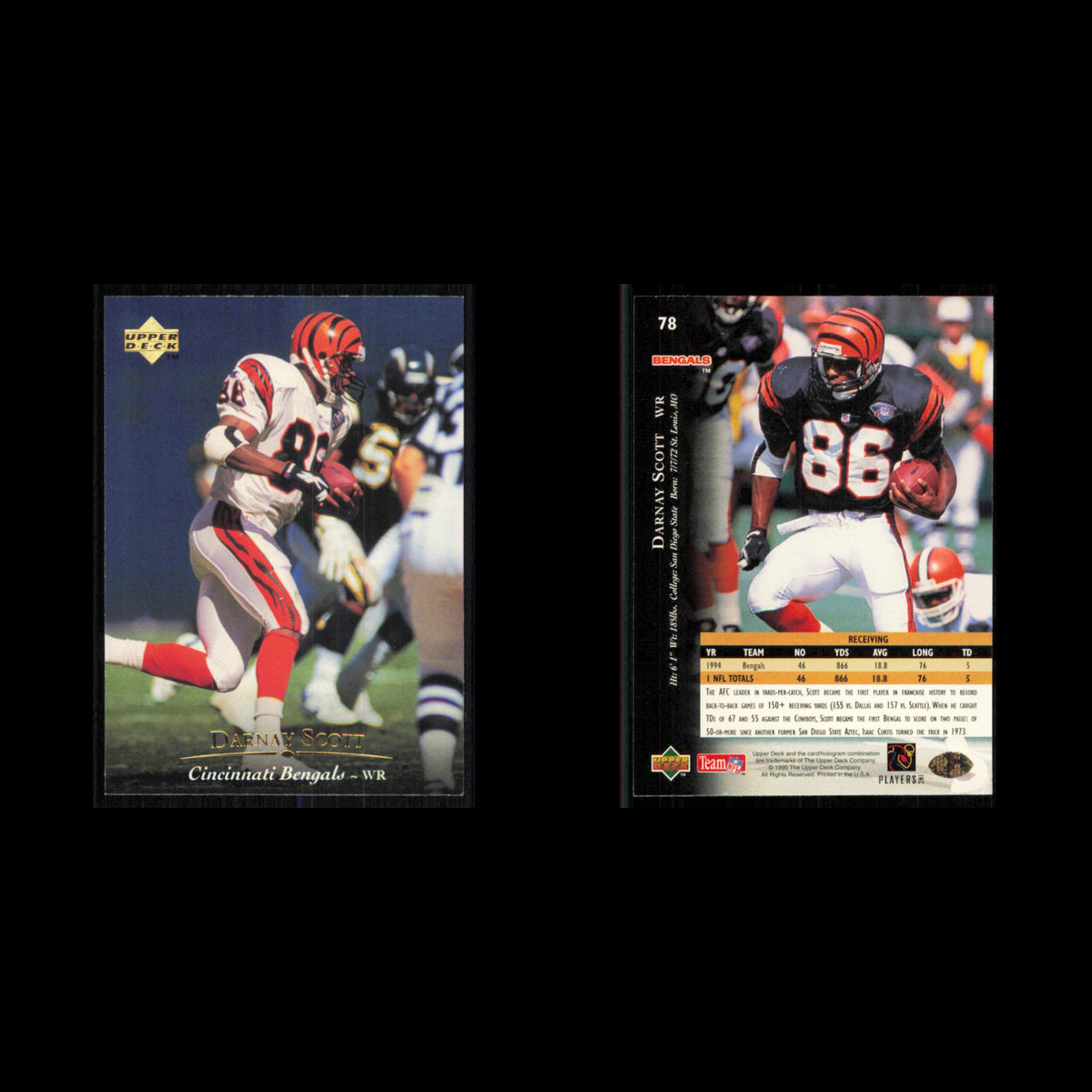 Darnay Scott #78 1995 Upper Deck Cincinnati Bengals Football Card NFL NM